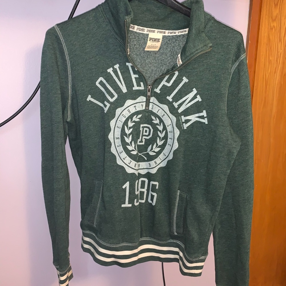 Pink Half Zipper Hoodie